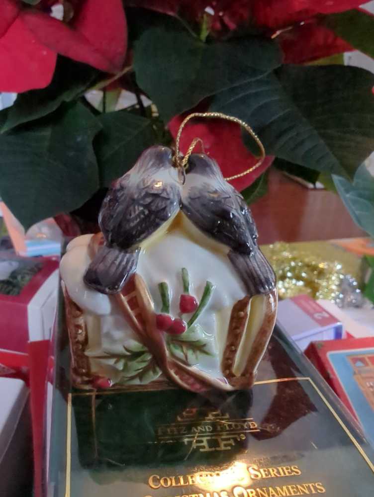 Fitz Floyd Our First 1st Christmas Ornament Chickadee Birds On Mailbox - Collector’s Series (Our First Christmas) ornament collectible [Barcode 742414180724] - Main Image 2