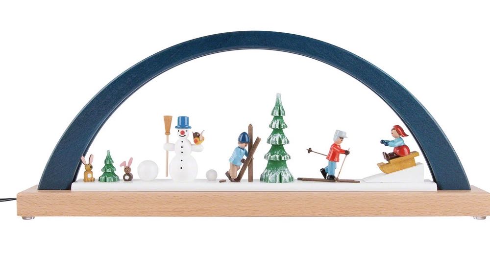 Candle Arch - Winter Children - Blue - Product Information  (German Lighted Arch) ornament collectible - Main Image 2