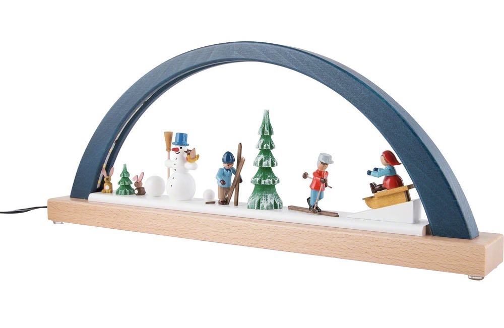 Candle Arch - Winter Children - Blue - Product Information  (German Lighted Arch) ornament collectible - Main Image 3