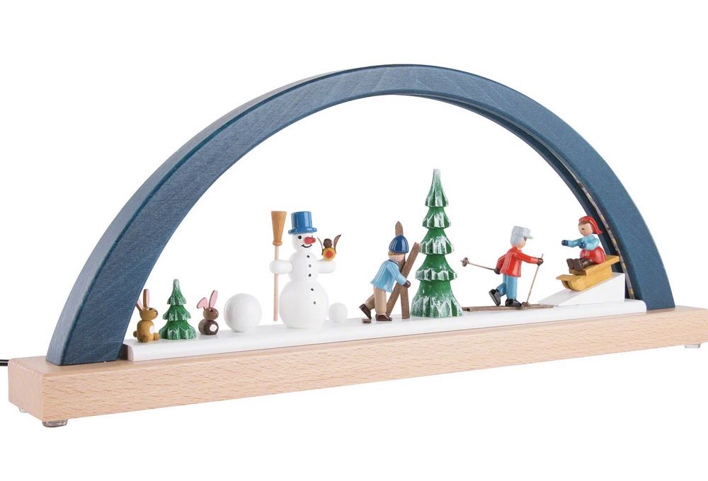Candle Arch - Winter Children - Blue - Product Information  (German Lighted Arch) ornament collectible - Main Image 4