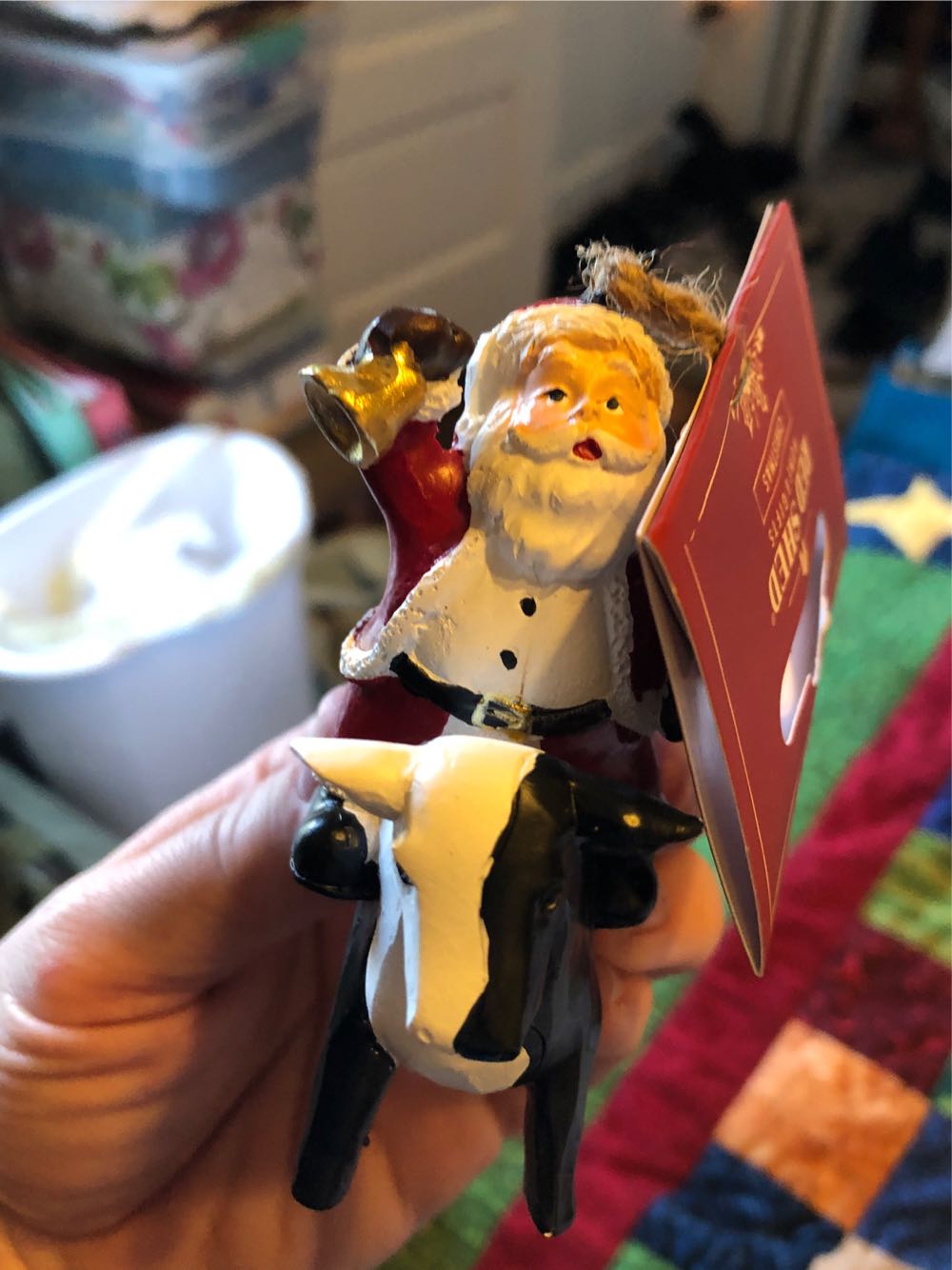 Santa On Cow  ornament collectible [Barcode 749394321604] - Main Image 1