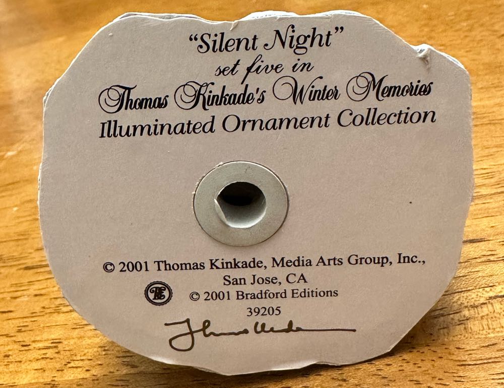 Silent Night - Thomas Kinkade Winter Memories (Christmas) ornament collectible - Main Image 3