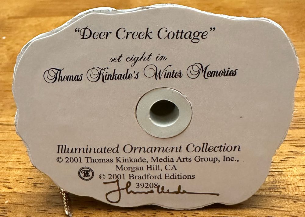 Deer Creek Cottage - Thomas Kinkade Winter Memories (Christmas) ornament collectible - Main Image 3