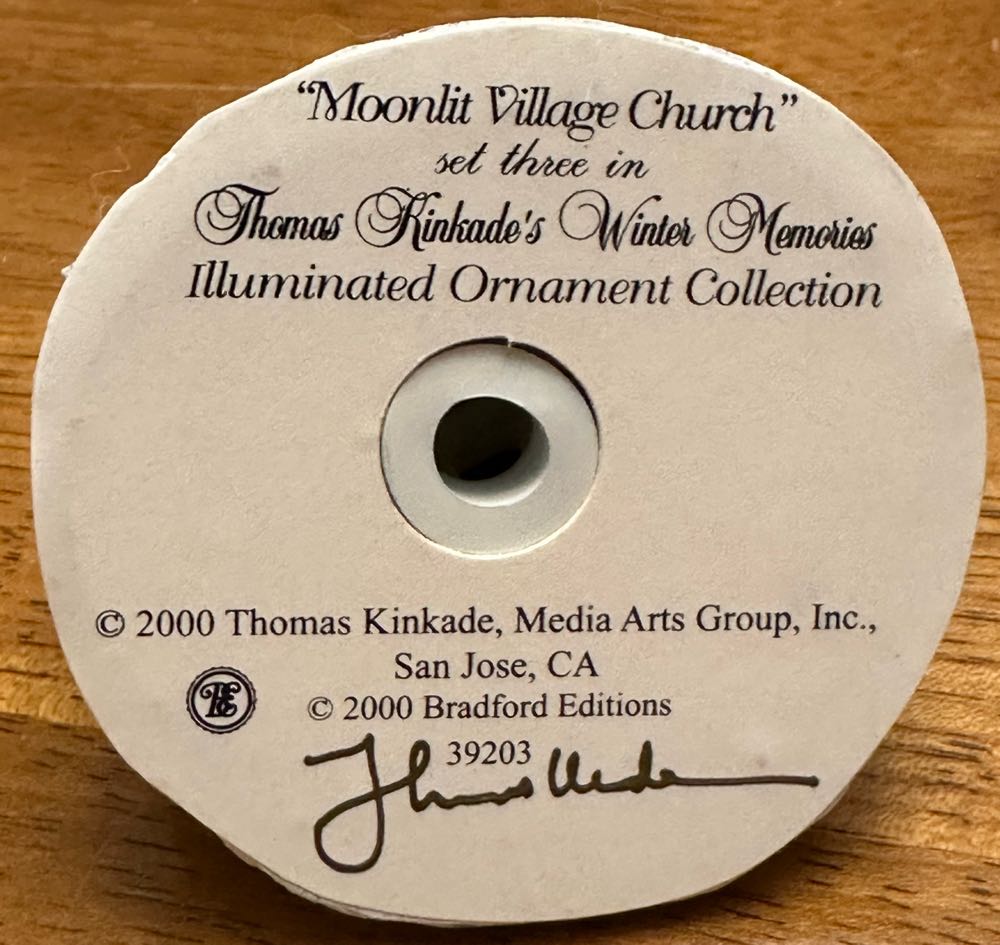 Moonlit Village Church - Thomas Kinkade Winter Memories (Christmas) ornament collectible - Main Image 3