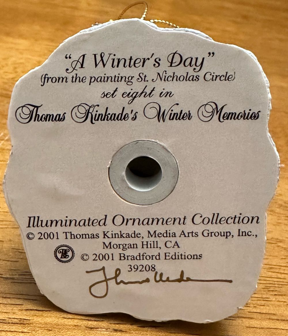 A Winter’s Day - Thomas Kinkade Winter Memories (Christmas) ornament collectible - Main Image 3