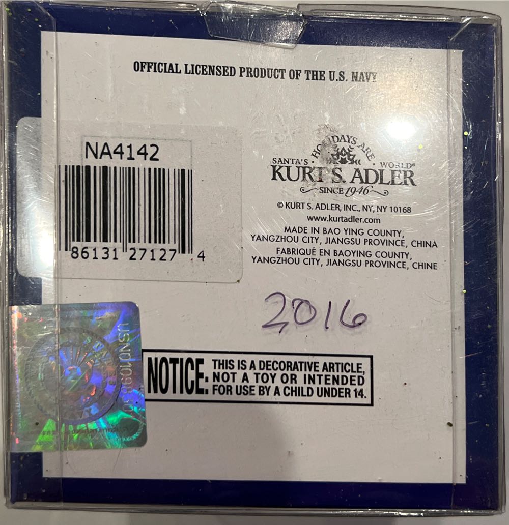 U.s. Navy Glass Ball Ornament 80mm - U. S. Navy (Military) ornament collectible [Barcode 086131271274] - Main Image 3