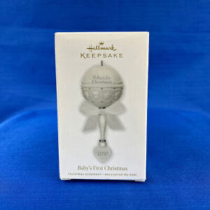 Hallmark Keepsake Baby’s First Christmas Porcelain Baby Rattle Last One  ornament collectible [Barcode 795902136345] - Main Image 1
