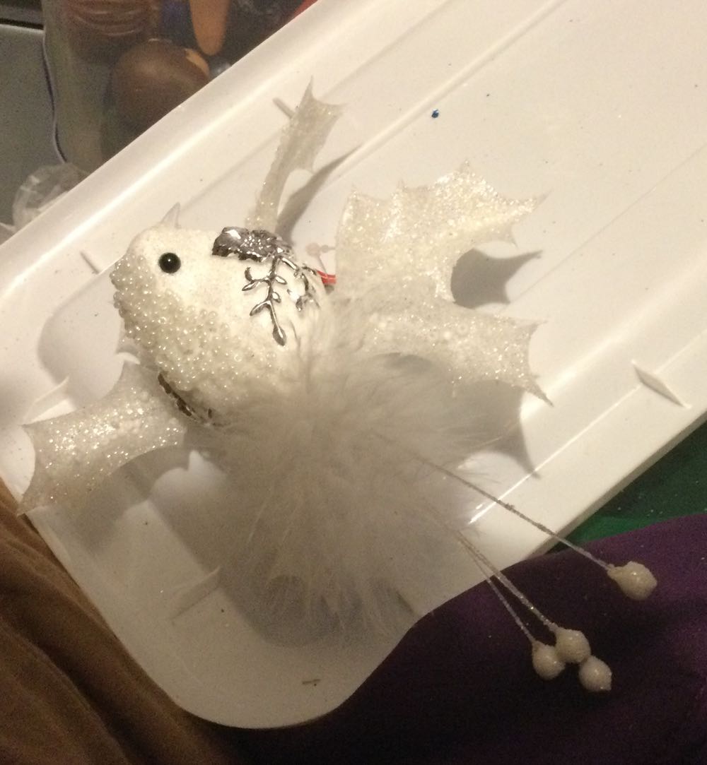 Bird White With Holly Leaves - Holiday Time ornament collectible - Main Image 2