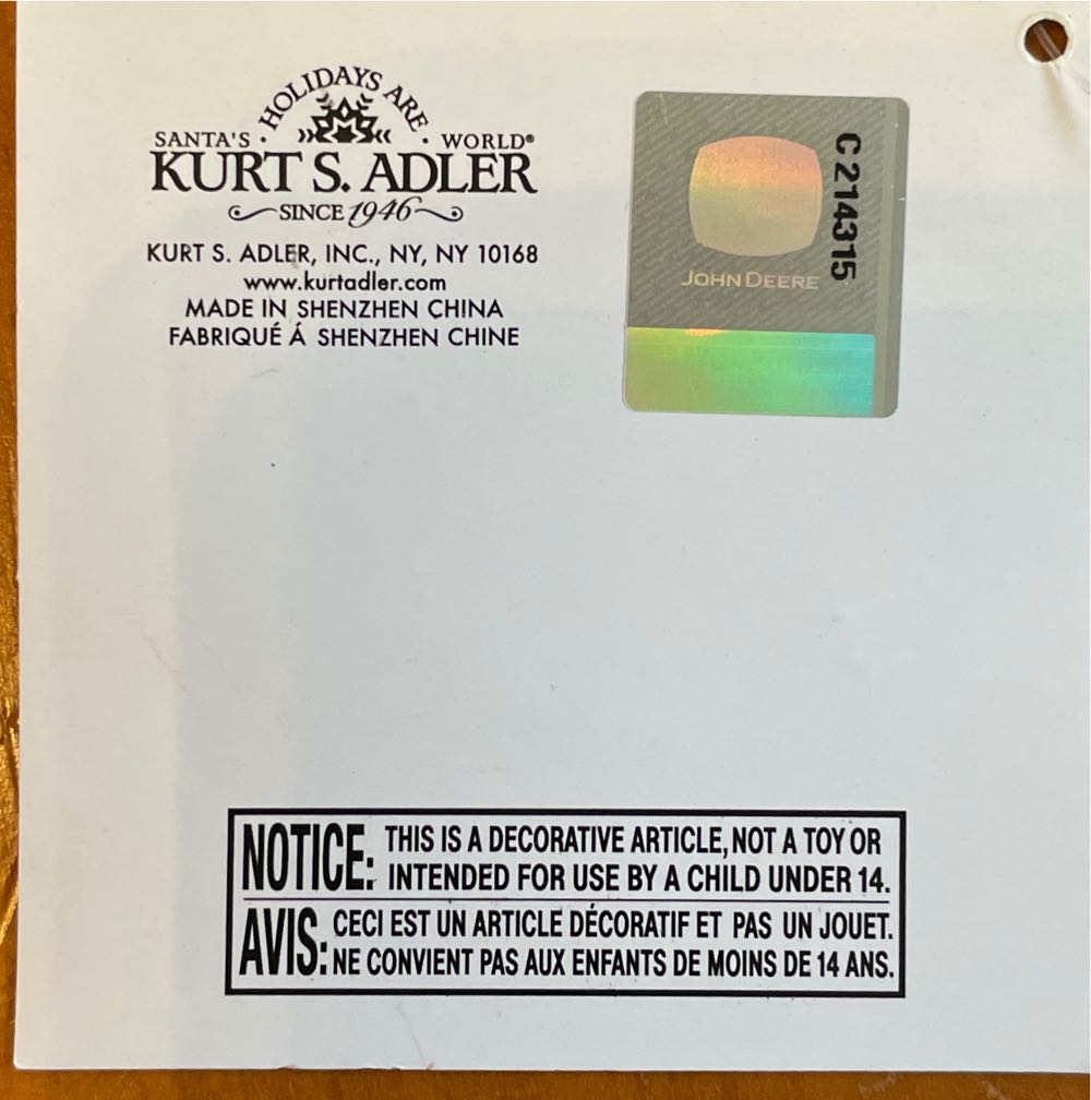 John Deere 720  (John Deere) ornament collectible [Barcode 5639075] - Main Image 3