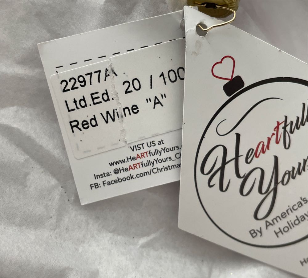 HY Red Wine “A”  ornament collectible - Main Image 2