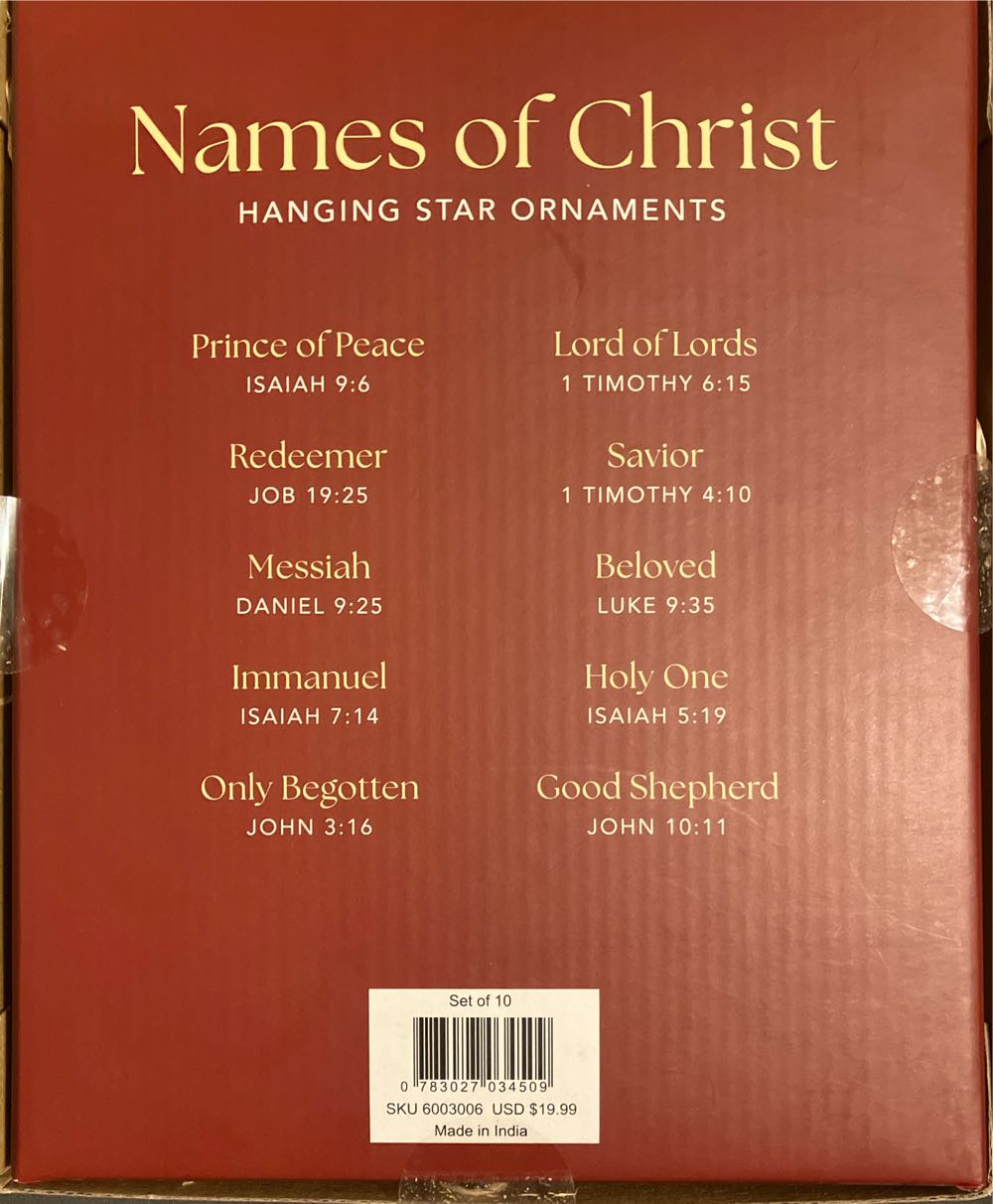 Names of Christ: Hanging Star Ornaments  ornament collectible [Barcode 783027034509] - Main Image 2