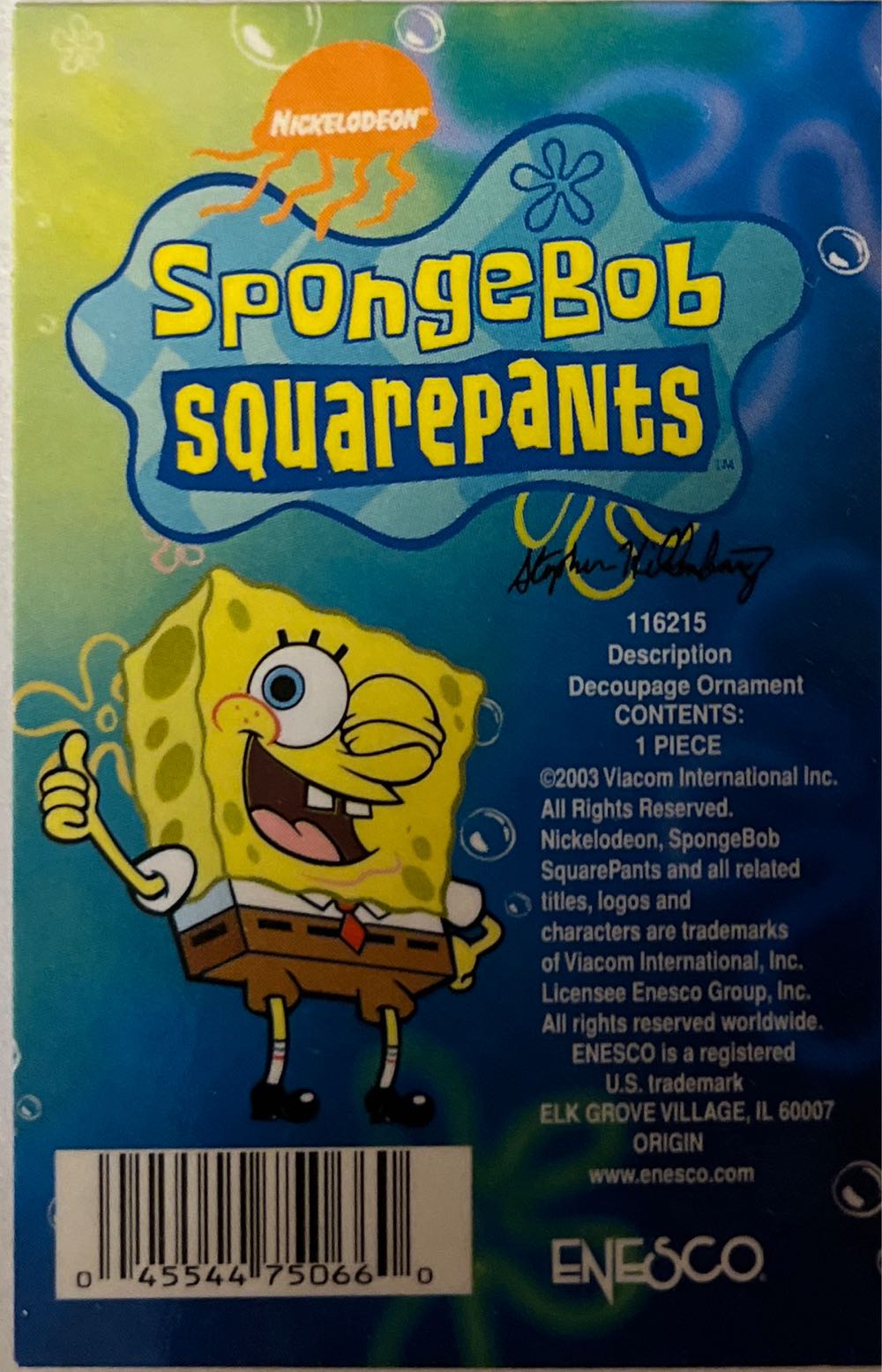 Spongebob Squarepants Christmas Ornament Enesco  ornament collectible [Barcode 045544750660] - Main Image 2