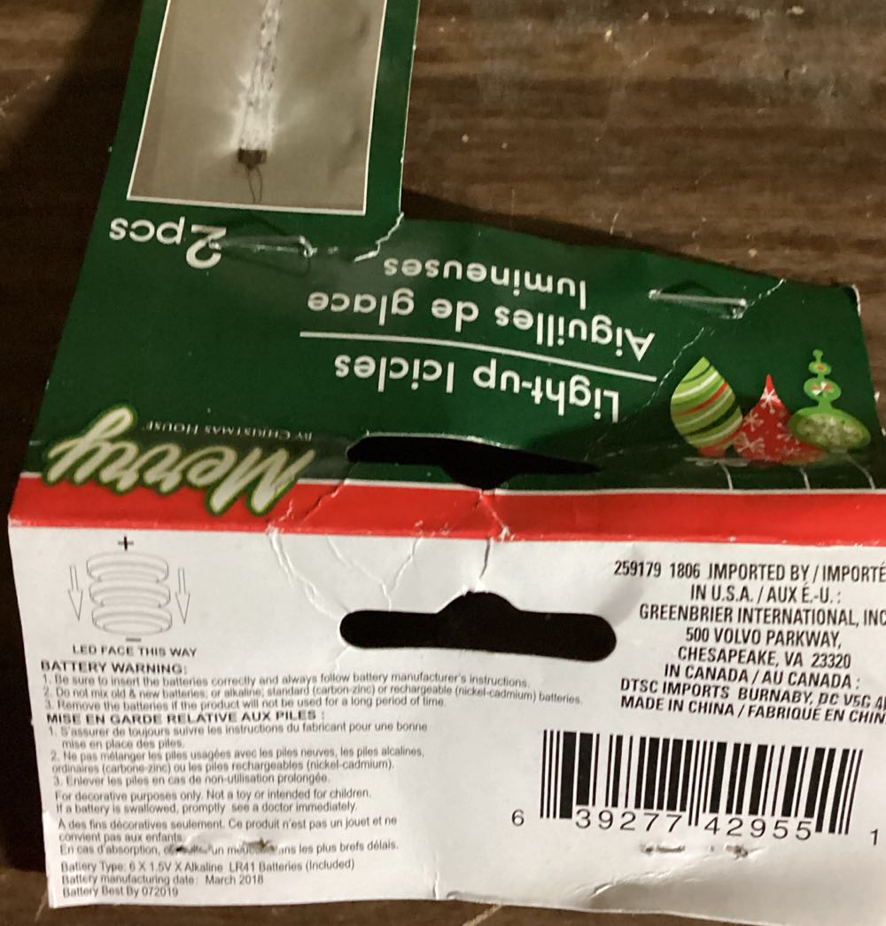 Light Up Tree Ornaments Clear Plastic Icicle Led Lights Xmas Pack Of 4 Icicles  ornament collectible [Barcode 639277429551] - Main Image 3