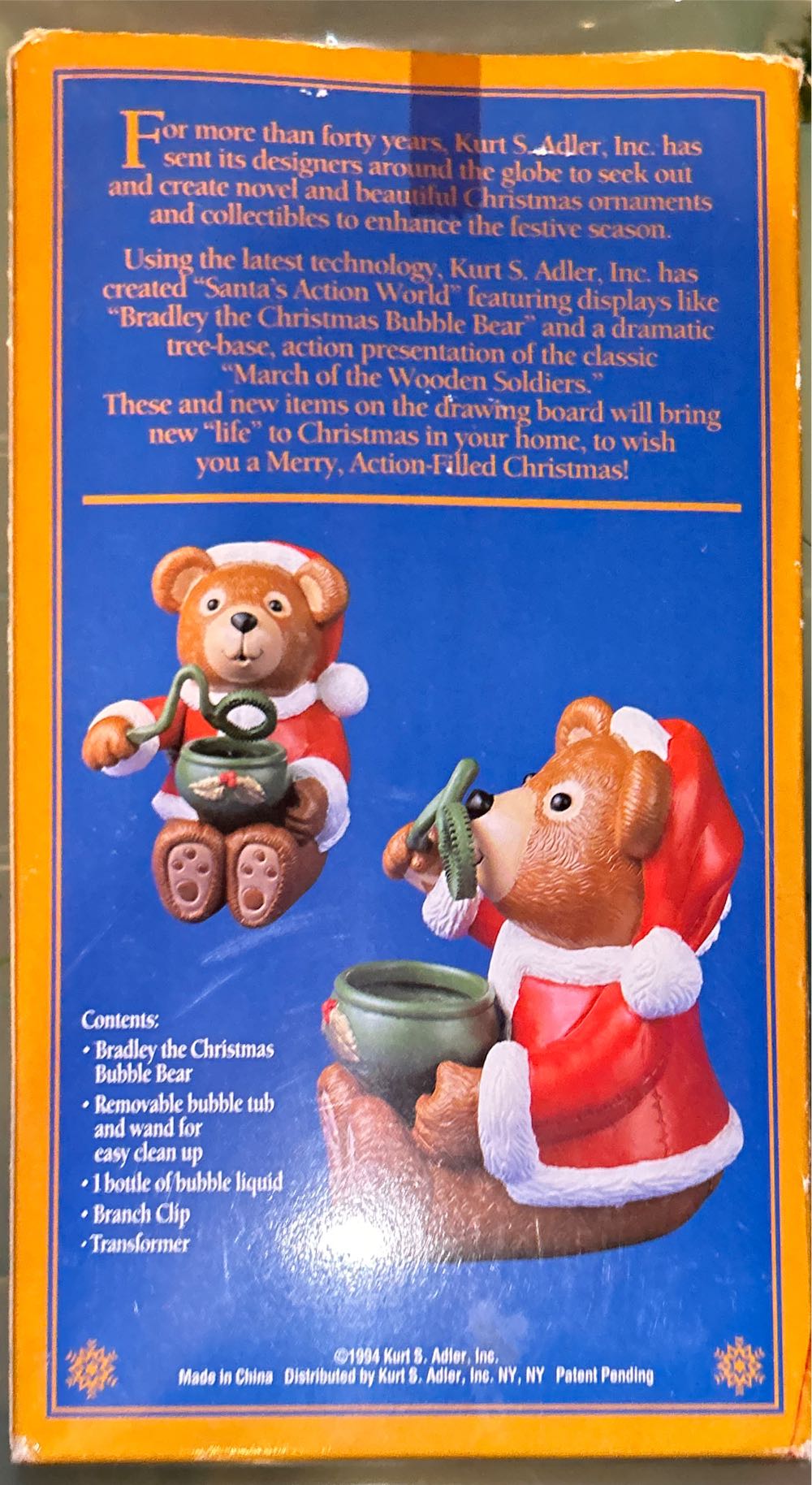 Bradley The Christmas Bubble Bear Santa’s Action World Kurt Adler Vtg  ornament collectible [Barcode 086131213274] - Main Image 2