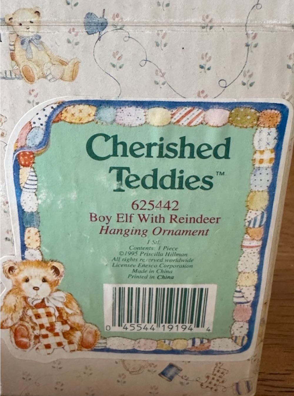 Cherished Teddies Boy Elf With Reindeer - Cherished Teddies (Christmas) ornament collectible [Barcode 045544191944] - Main Image 2