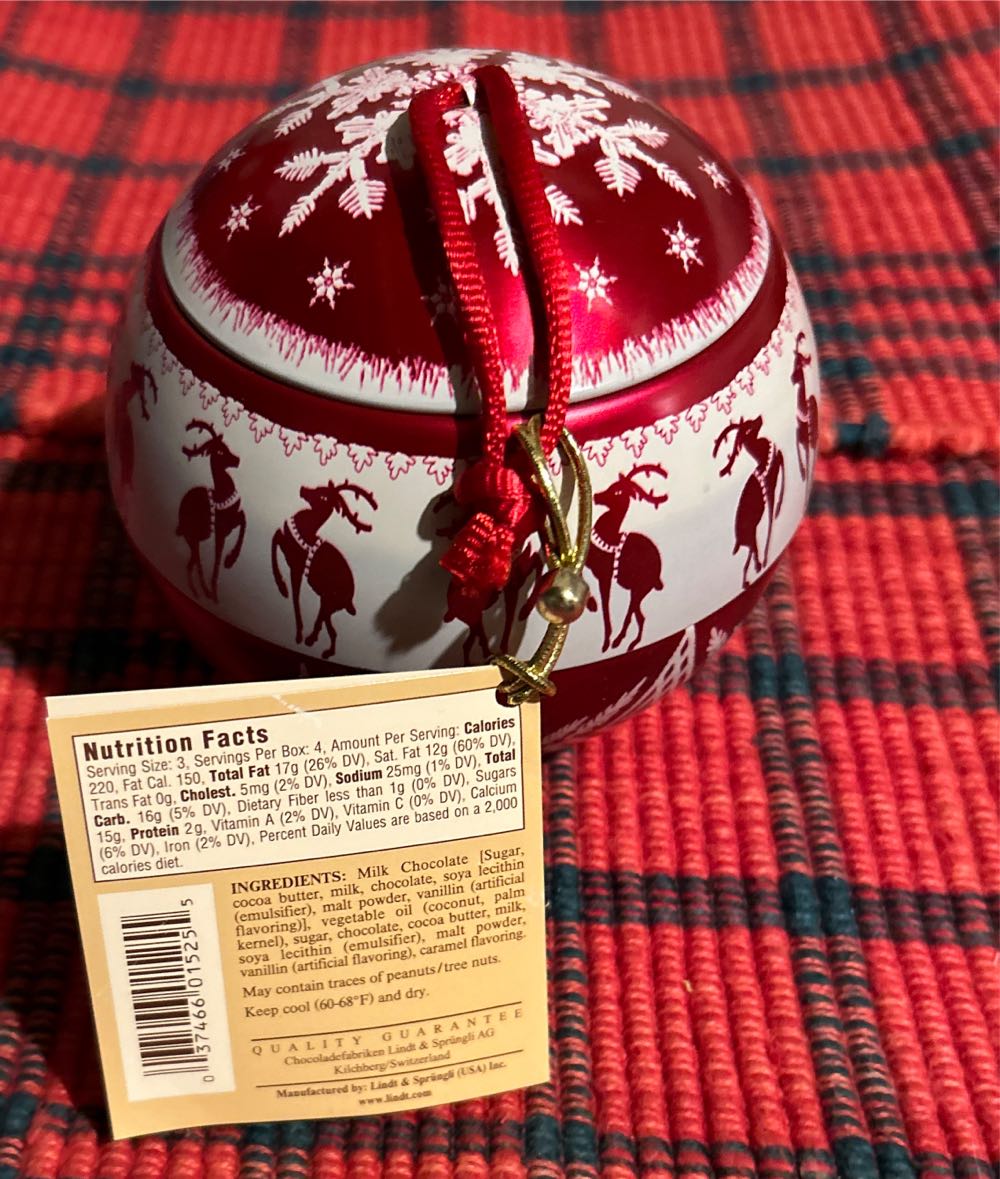 Lindt Tin Truffle Ball  ornament collectible [Barcode 037466015255] - Main Image 2