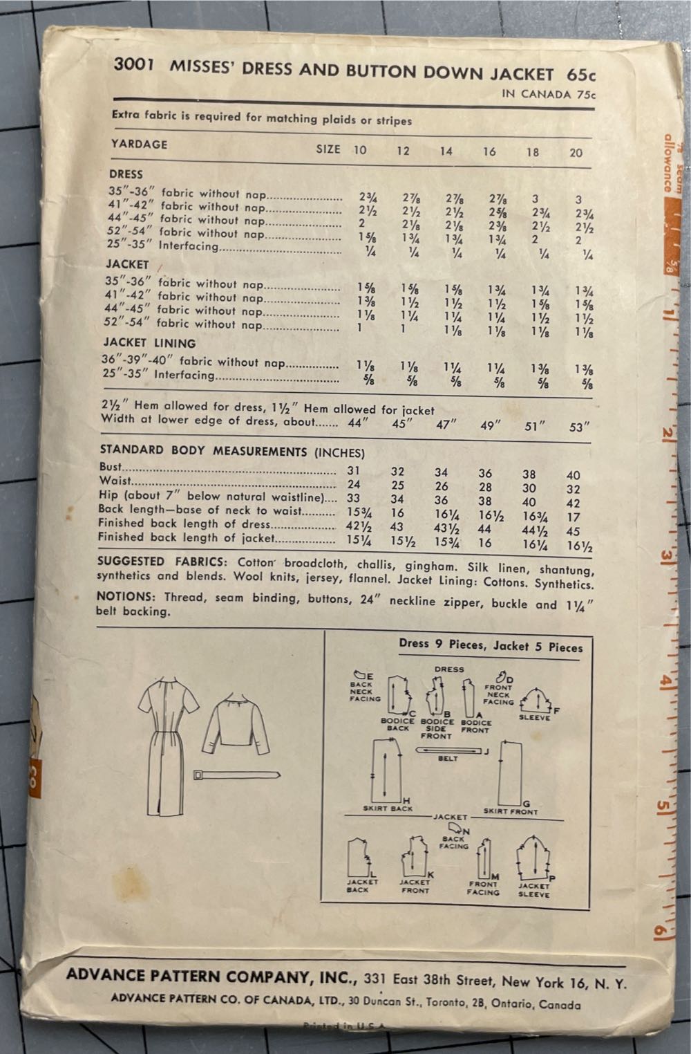 Advance Misses’ Dress And Button Down Jacket - 3001 (1960’s) ornament collectible - Main Image 2