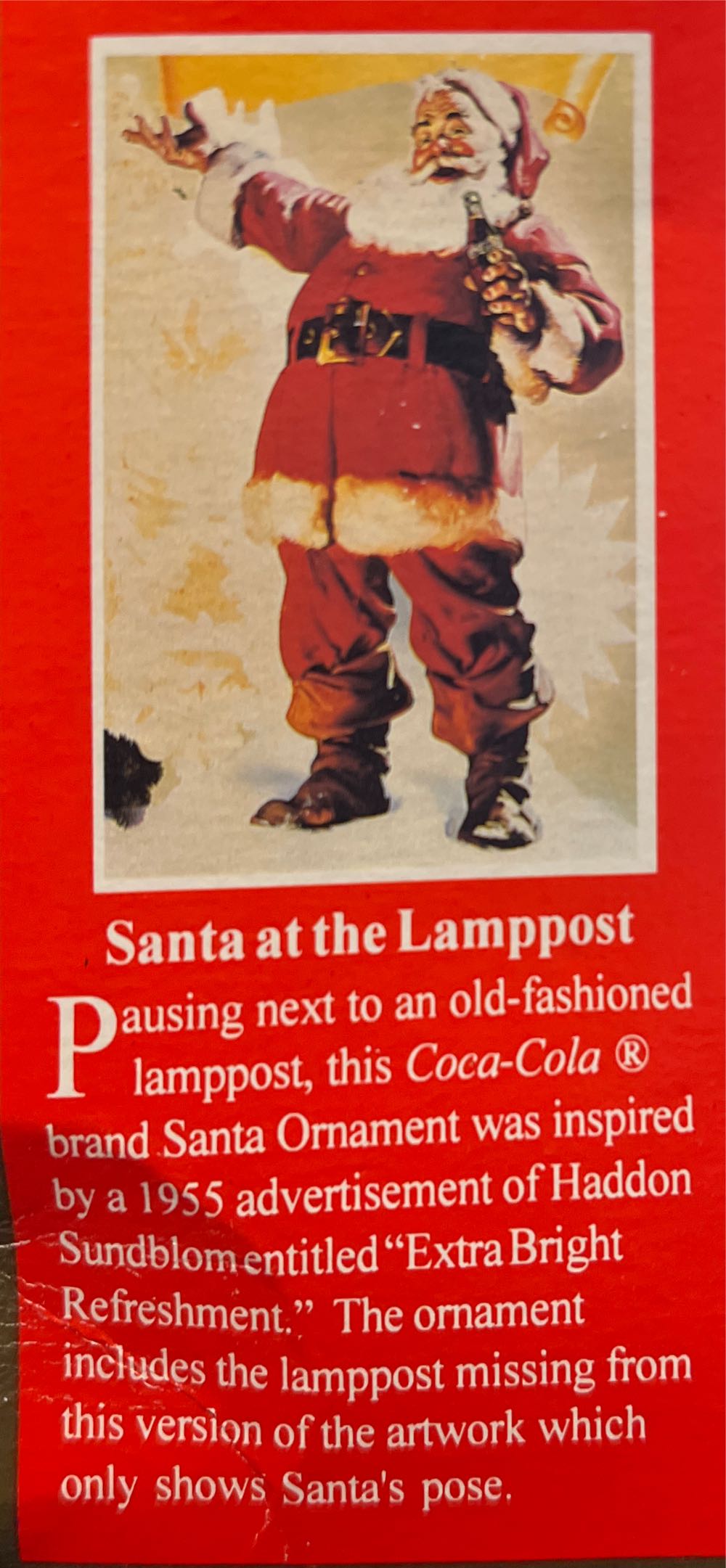 Coca Cola Santa Claus 1955 Santa At The Lamppost - Trim-A-Tree Collection (Coca Cola Santa) ornament collectible [Barcode 715429111014] - Main Image 2