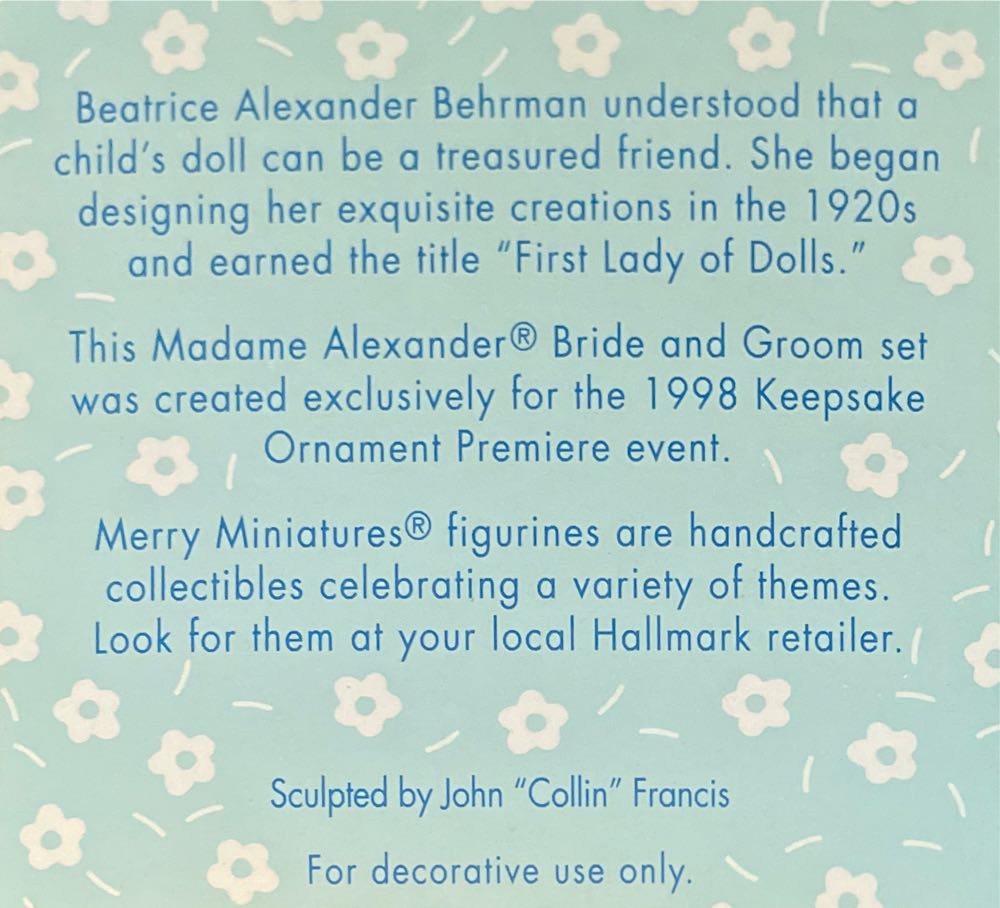 Bride And Groom - Merry Minatures (Merry Minatures) ornament collectible [Barcode 015012455939] - Main Image 3