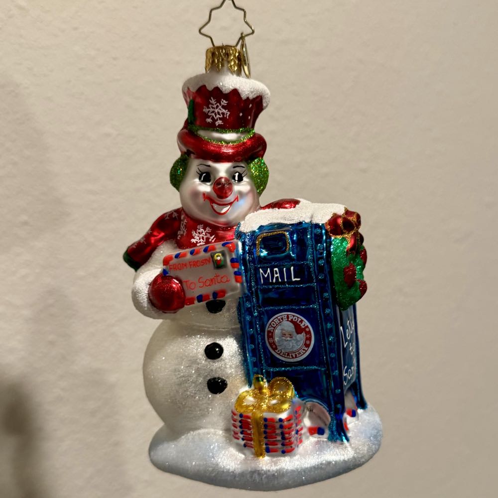Frosty Letter Delivery  (Snowman) ornament collectible [Barcode 026301907749] - Main Image 2
