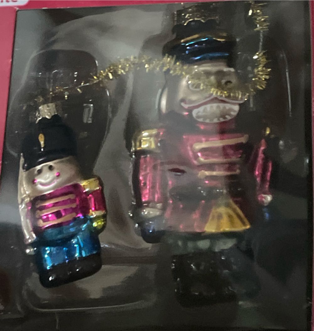 Handpainted Merry & Brite Blown Glass Nutcrackers 2 Pack Holiday  ornament collectible [Barcode 050428081150] - Main Image 2