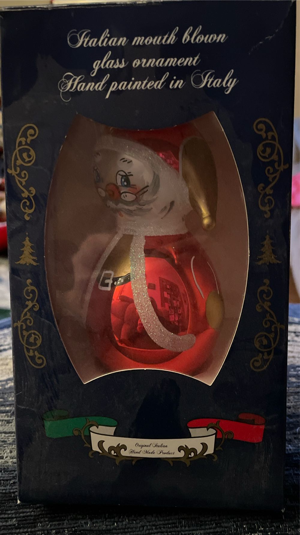 Italian Mouth Blown Glass Santa  ornament collectible - Main Image 1