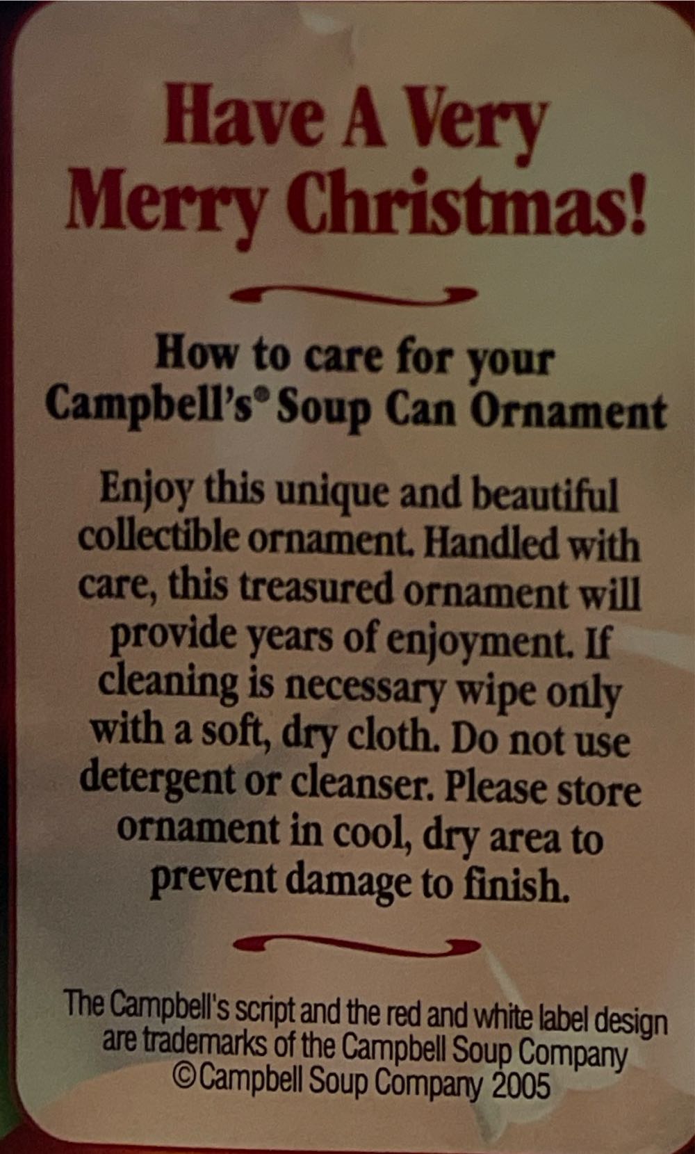 Campbell’s Glass Can Collector’s Edition Ornament 2005  ornament collectible - Main Image 2