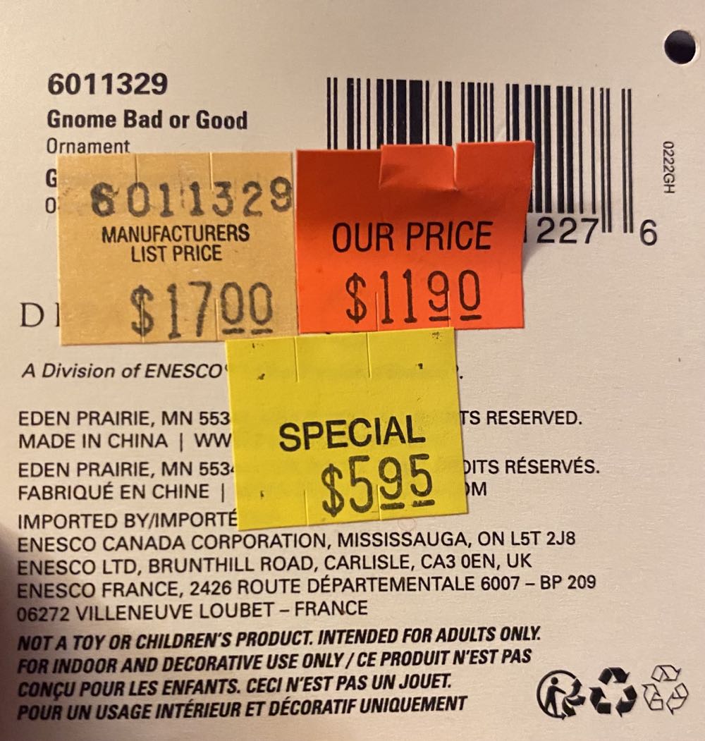 Possible Dreams Gnome If You’ve Been Bad Or Good Hanging Ornament 7.8 Inch Multicolor  ornament collectible [Barcode 028399312276] - Main Image 2