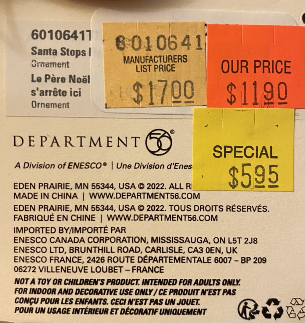 Possible Dreams Santa Stops Here  6010641  ornament collectible [Barcode 028399309047] - Main Image 2