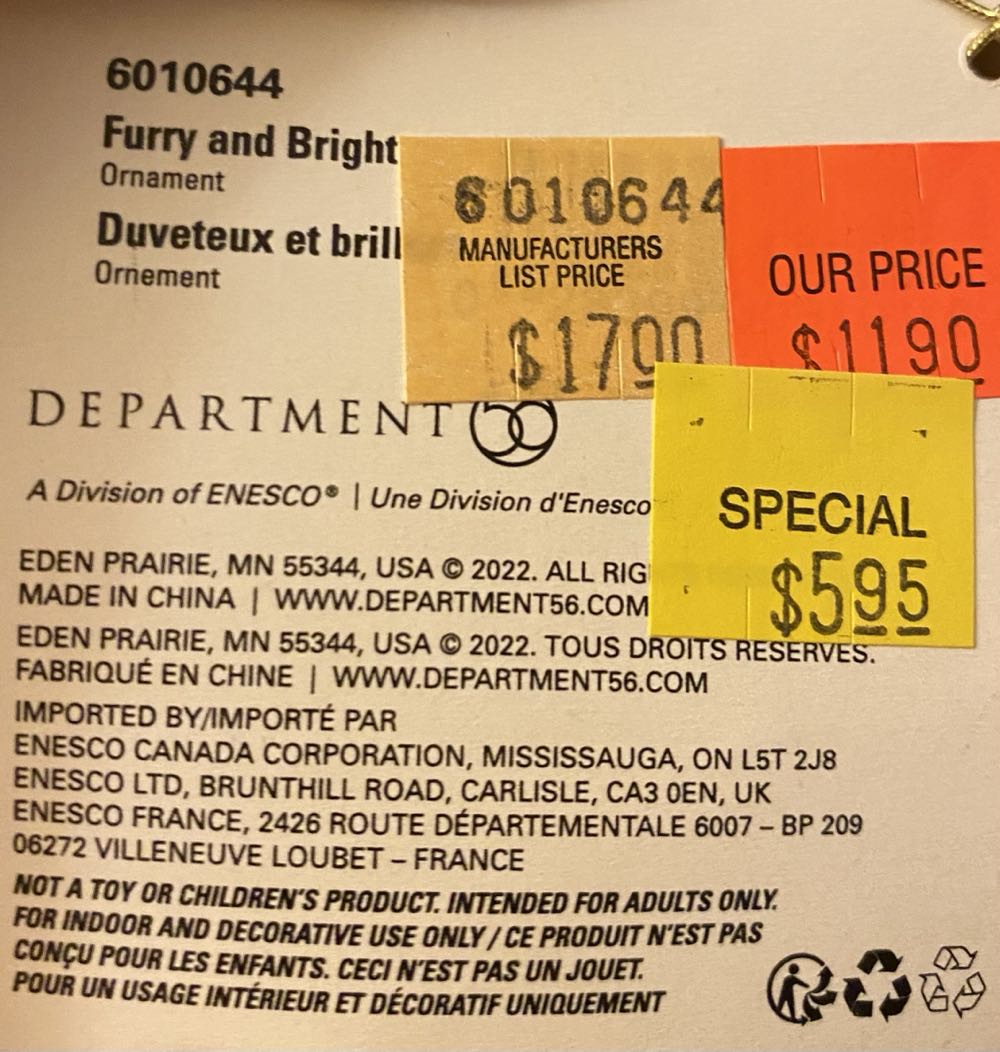 Possible Dreams Santa Furry And Bright Hanging Ornament 6 Inch Multicolor  ornament collectible [Barcode 028399309108] - Main Image 2