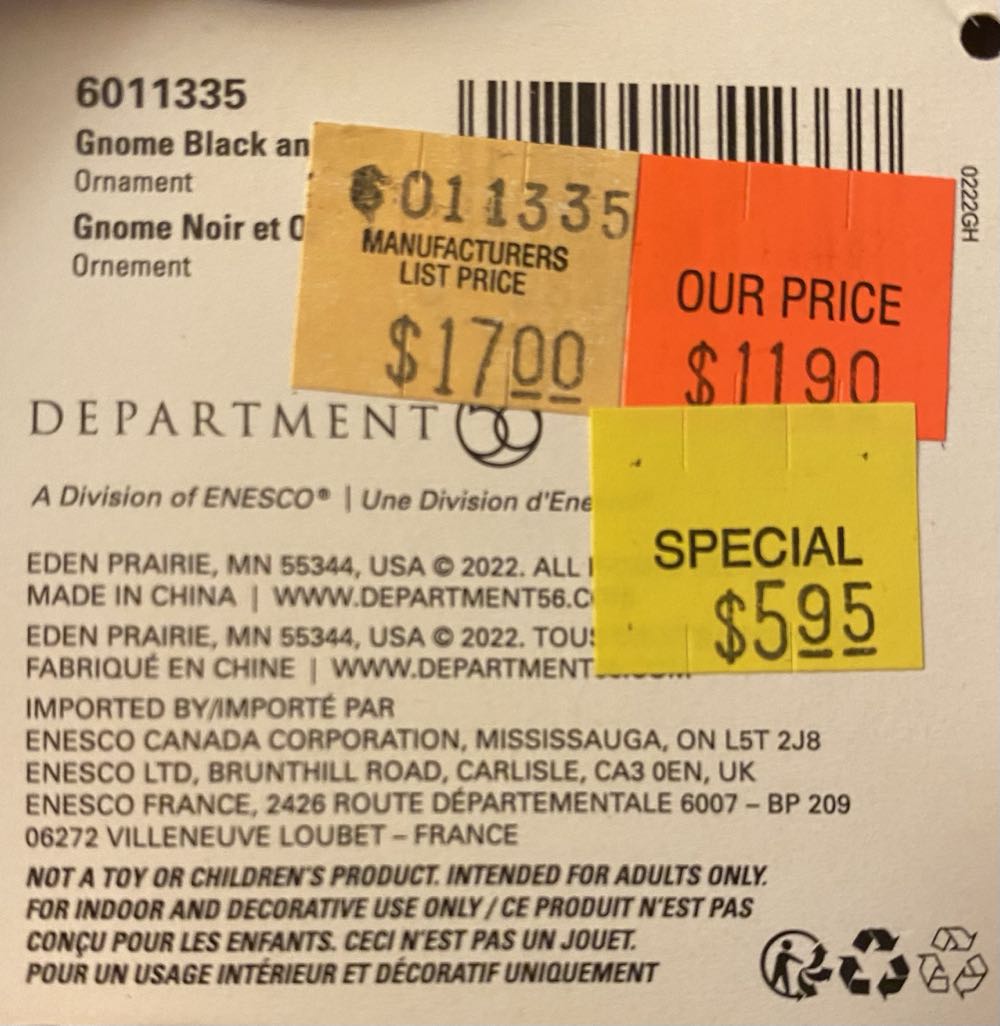 Possible Dreams Gnome Black And Gold Hanging Ornament 7.8 Inch Multicolor  ornament collectible [Barcode 028399312337] - Main Image 2