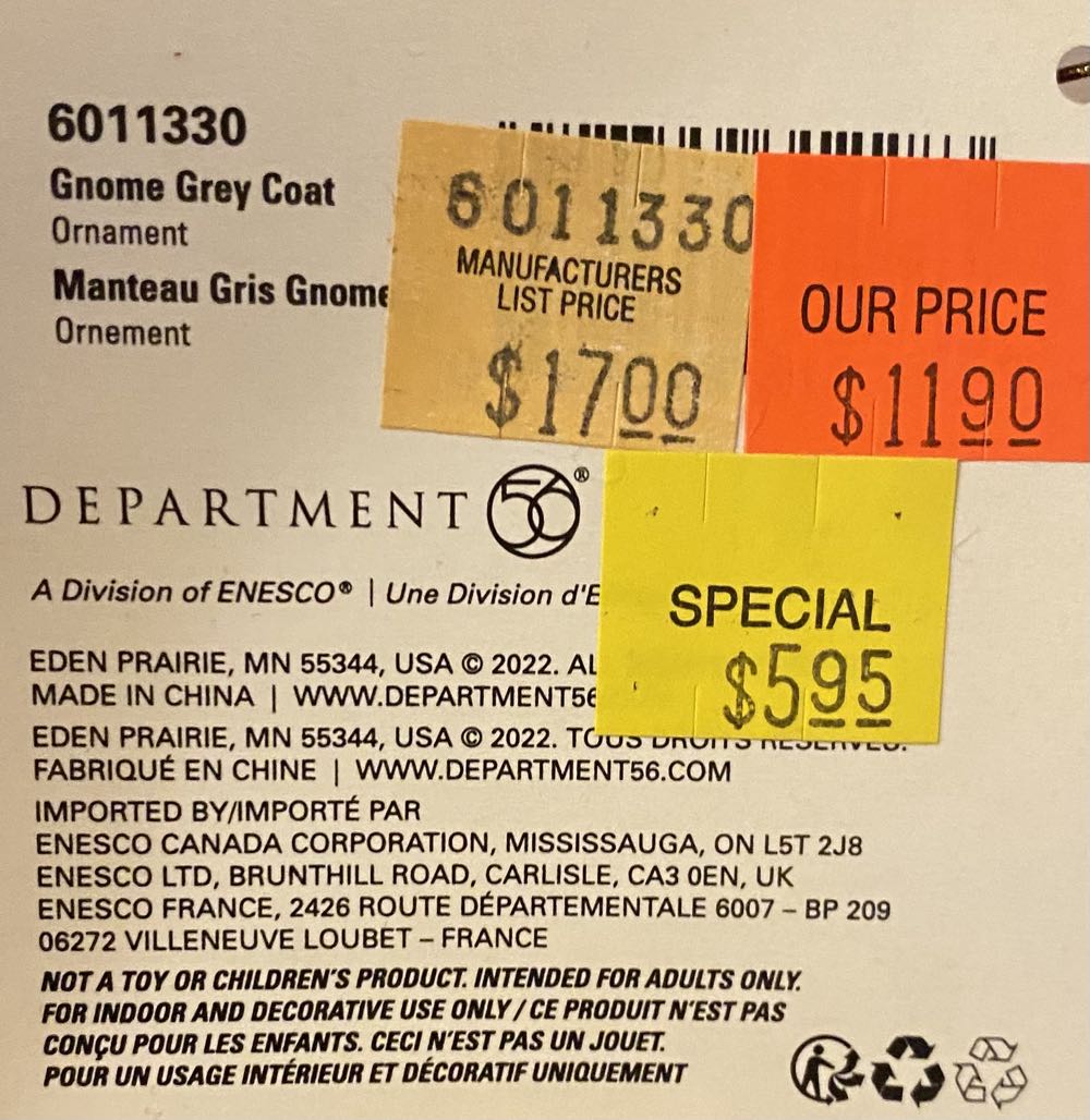 Possible Dreams Gnome Grey Coat Hanging Ornament 7.8 Inch Multicolor  ornament collectible [Barcode 028399312283] - Main Image 2