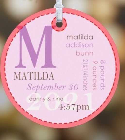 Matilda’s Birth Announcement Ornament  ornament collectible - Main Image 2