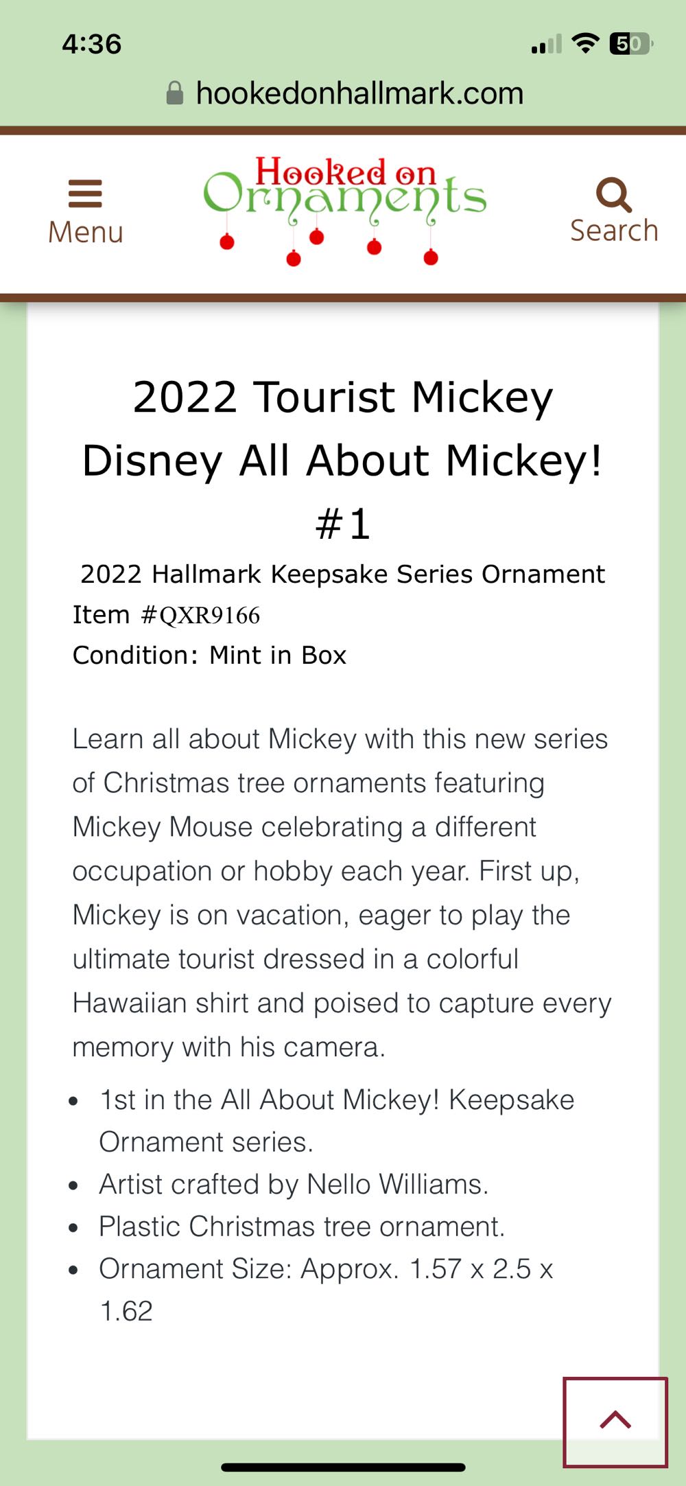 Mickey Tourist - All About Mickey! ornament collectible - Main Image 3