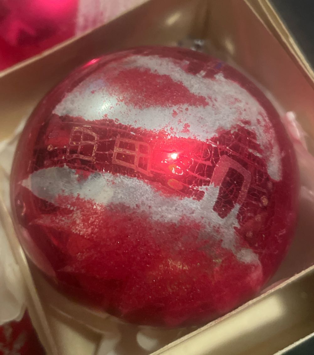 Santa Land - Round - Red - Tree & Cottage - Tree & Cottage (Round) ornament collectible - Main Image 2