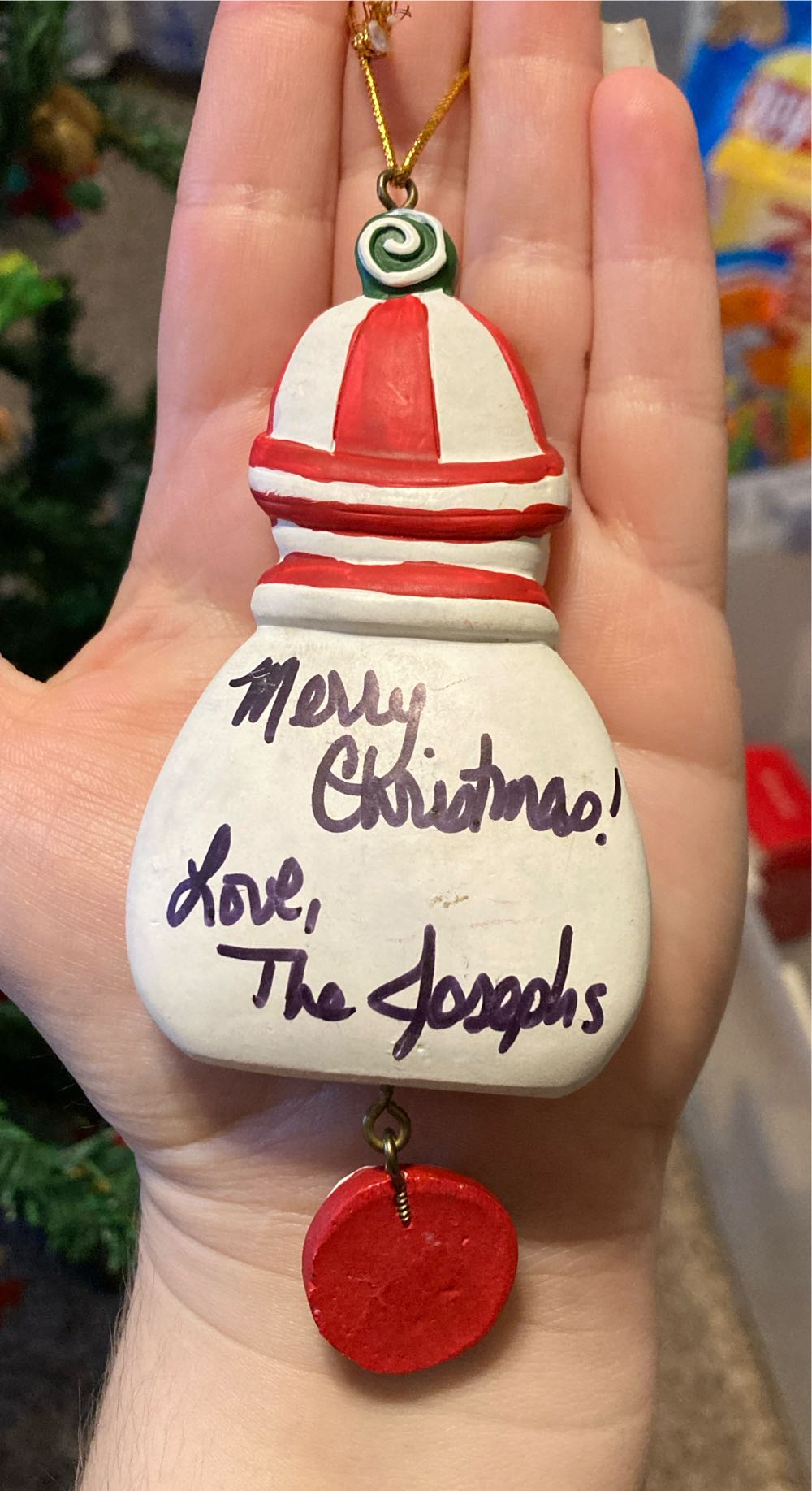 Peppermint Swirl Snowman - The Josephs’ ornament collectible - Main Image 2
