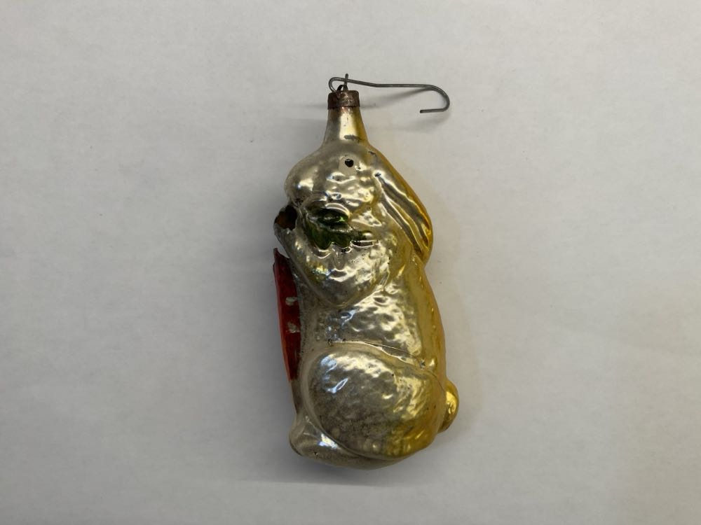 Vintage Mercury Glass Rabbit With Carrot - Vintage Glass Ornaments ornament collectible - Main Image 2