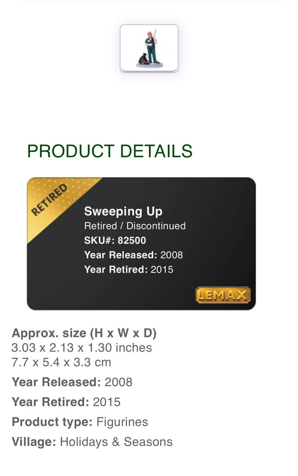 Sweeping Up #82500 - Caddington (Figurines) ornament collectible [Barcode 728162825001] - Main Image 2