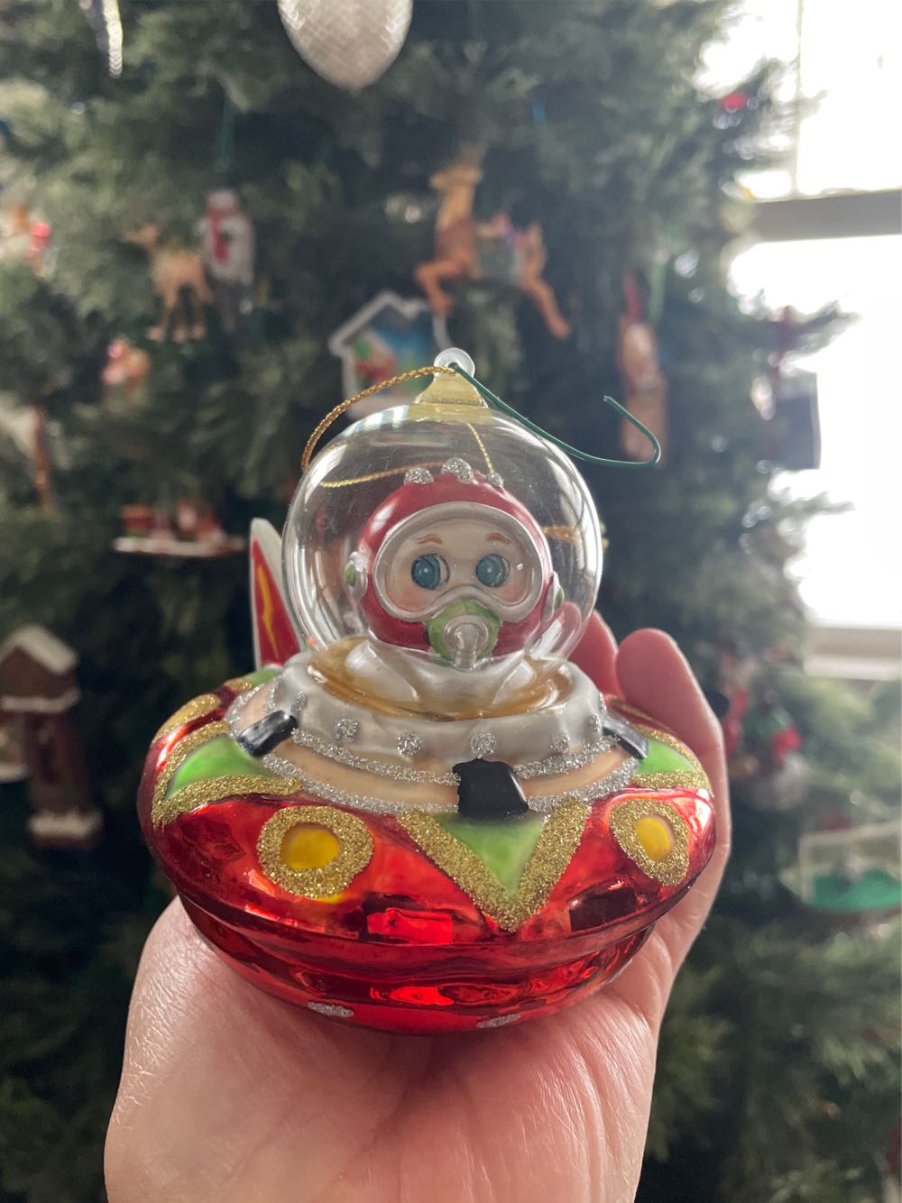 Hand Blown Spaceship  ornament collectible - Main Image 1