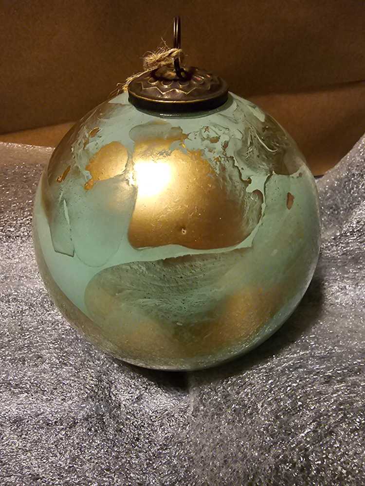 Gold With Aqua Large  ornament collectible - Main Image 2