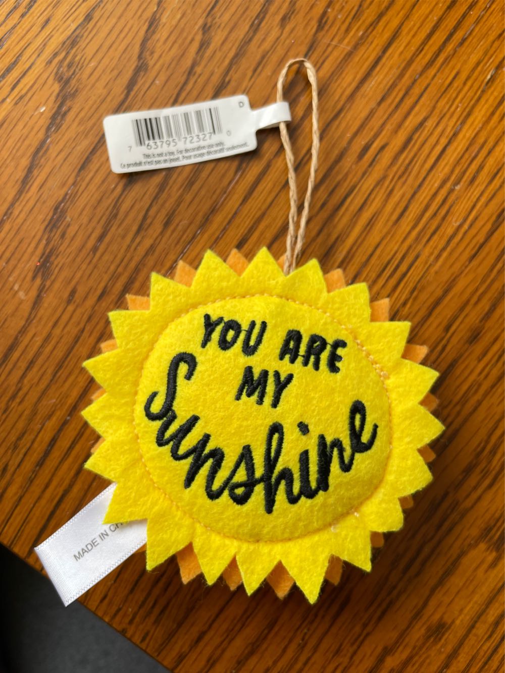 You Are My Sunshine Fabric Hallmark Ornament  (Sunshine) ornament collectible [Barcode 763795723270] - Main Image 3