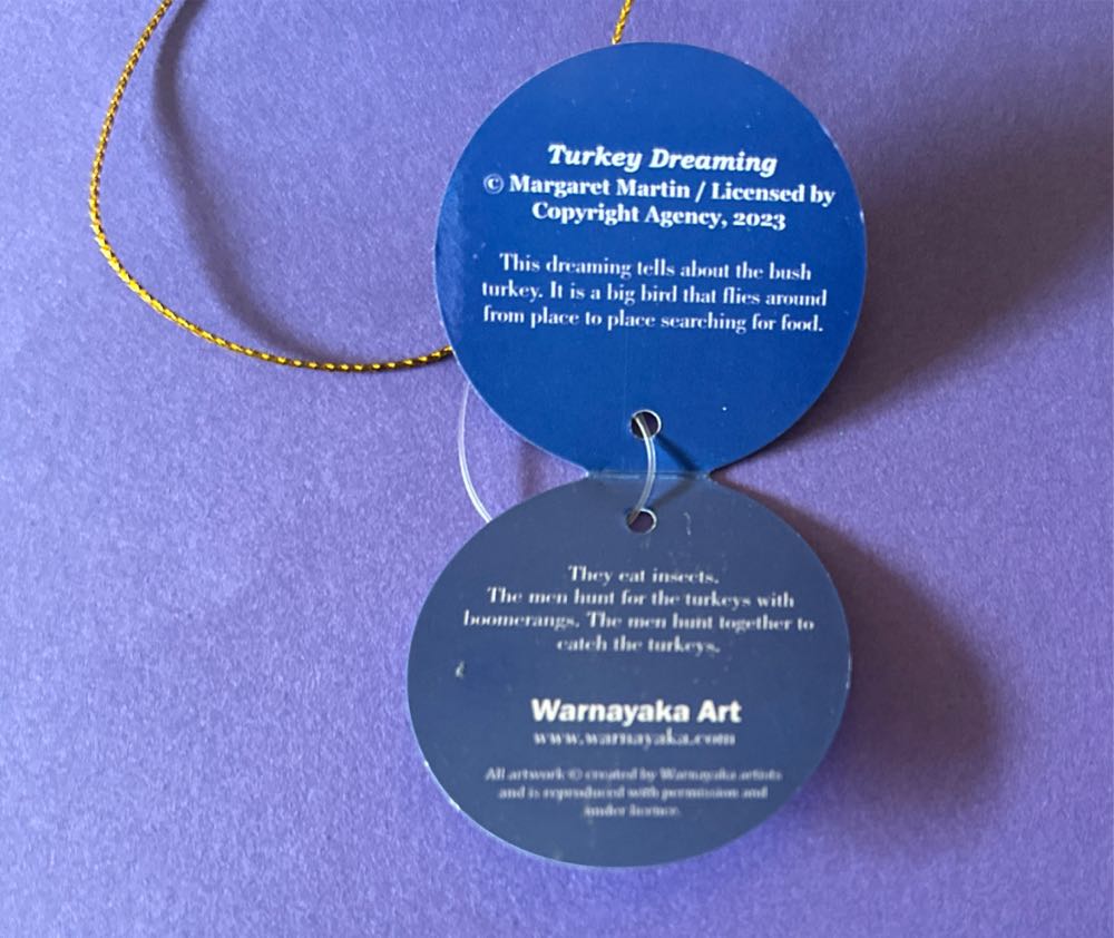 Warnayaka Art - Turkey Dreaming - Warnayaka (Indigenous) ornament collectible [Barcode 9360116000143] - Main Image 3