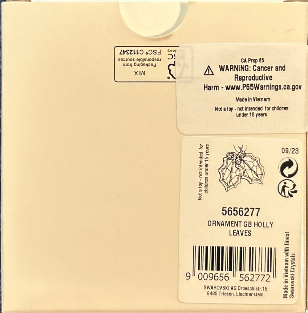 Swarovski Holiday Cheers Gingerbread Holly Leaves - Swarovski Gingerbread Ornament (Gingerbread) ornament collectible [Barcode 9009656562772] - Main Image 2