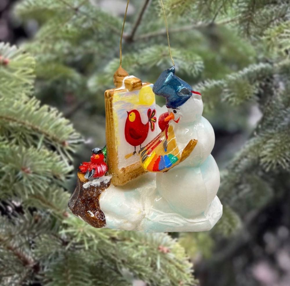 SNOWMAN WITH A PAINTING/ Bałwan ze sztalugą - Nostalgia Collection ornament collectible - Main Image 3