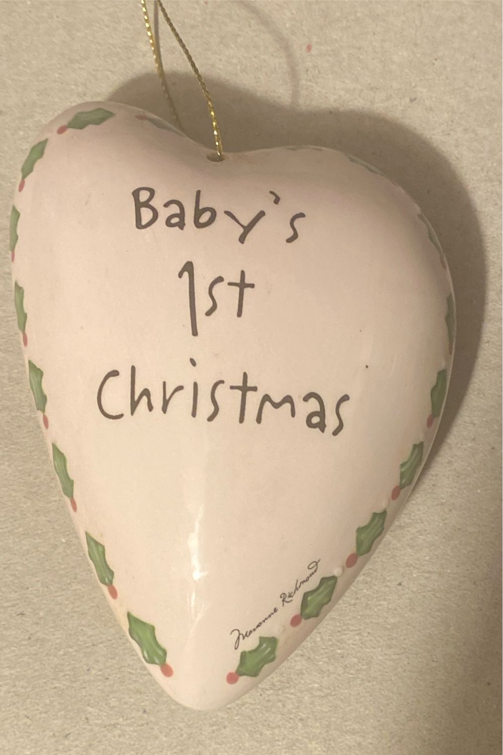 Baby’s 1st Christmas Porcelain Heart - Unknown (Baby’s First Christmas) ornament collectible - Main Image 2