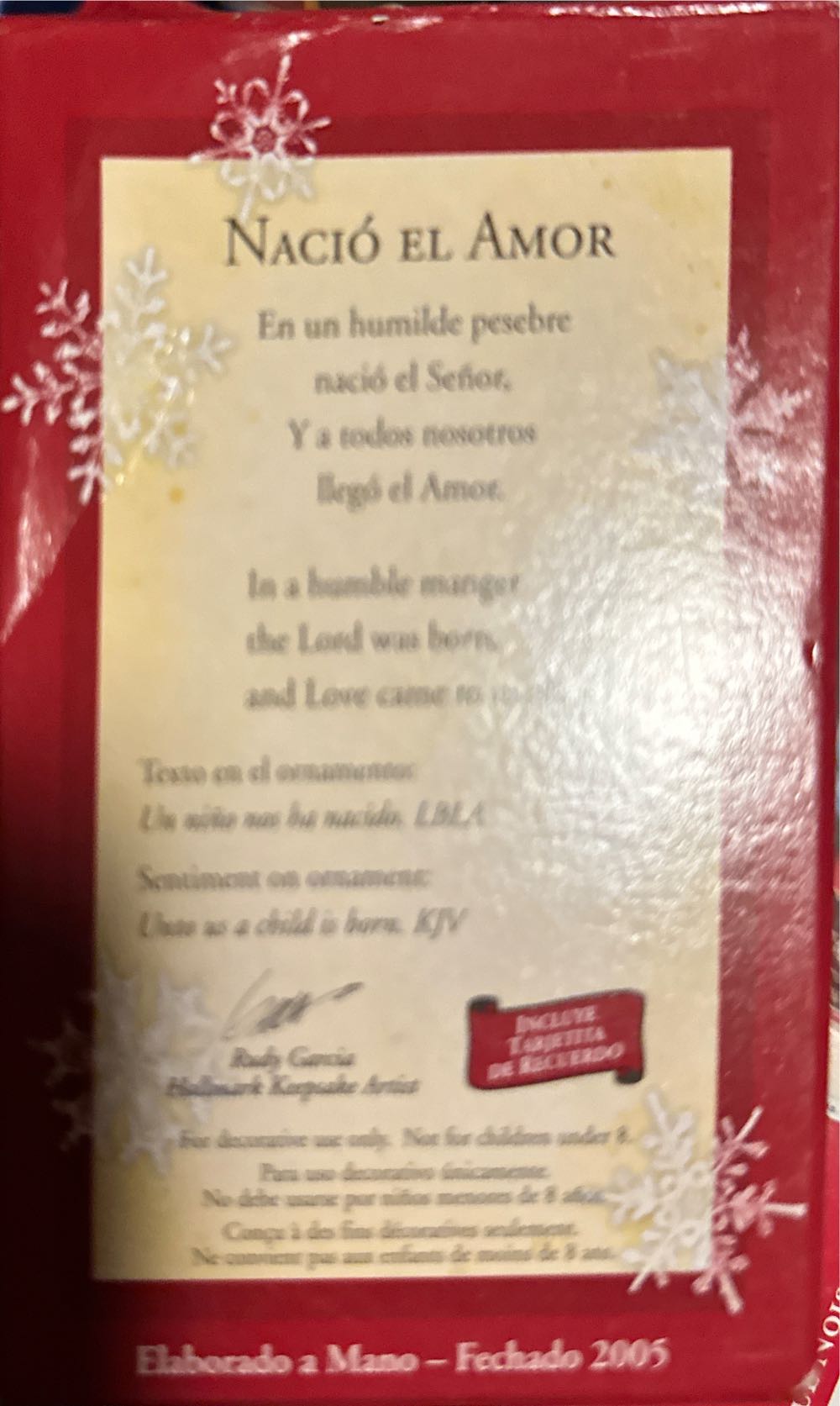 Feliz Navidad Nacio El Amor🐻 - Feliz Navidad (Nativity) ornament collectible [Barcode 015012873771] - Main Image 2