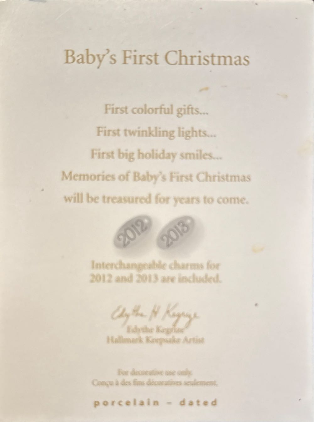 Baby’s First Christmas  ornament collectible [Barcode 795902245504] - Main Image 2