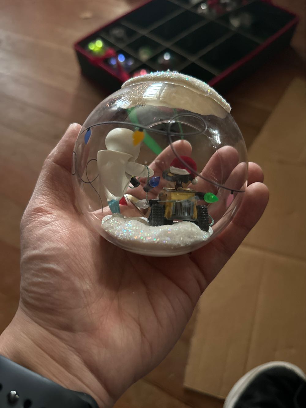 Wall-E and Eve Christmas Lights Dome  ornament collectible - Main Image 2