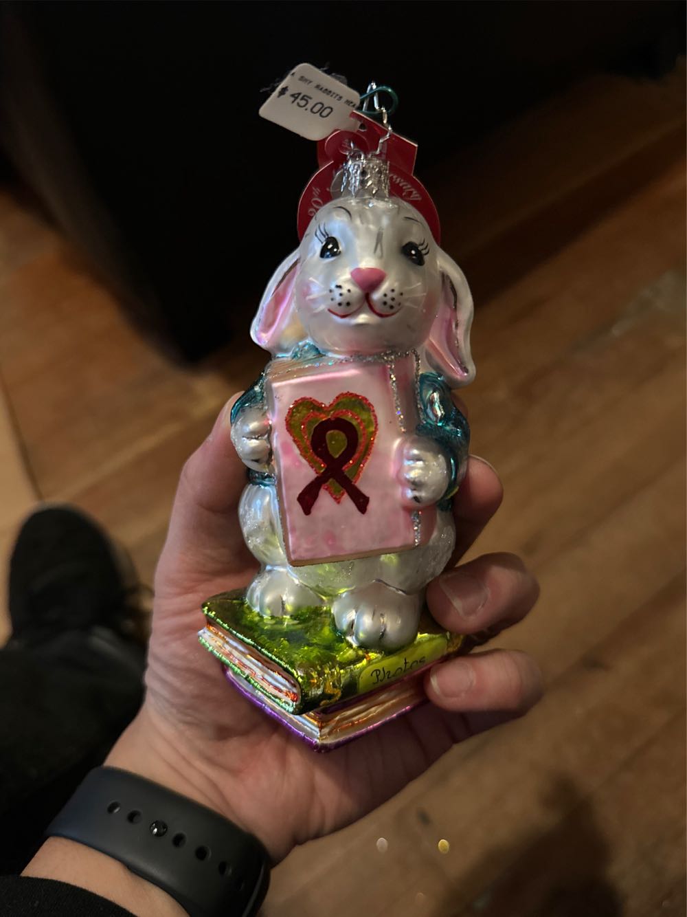 Christopher Radko AIDS Awareness A Shy Rabbit’s Heart 2004  ornament collectible - Main Image 1