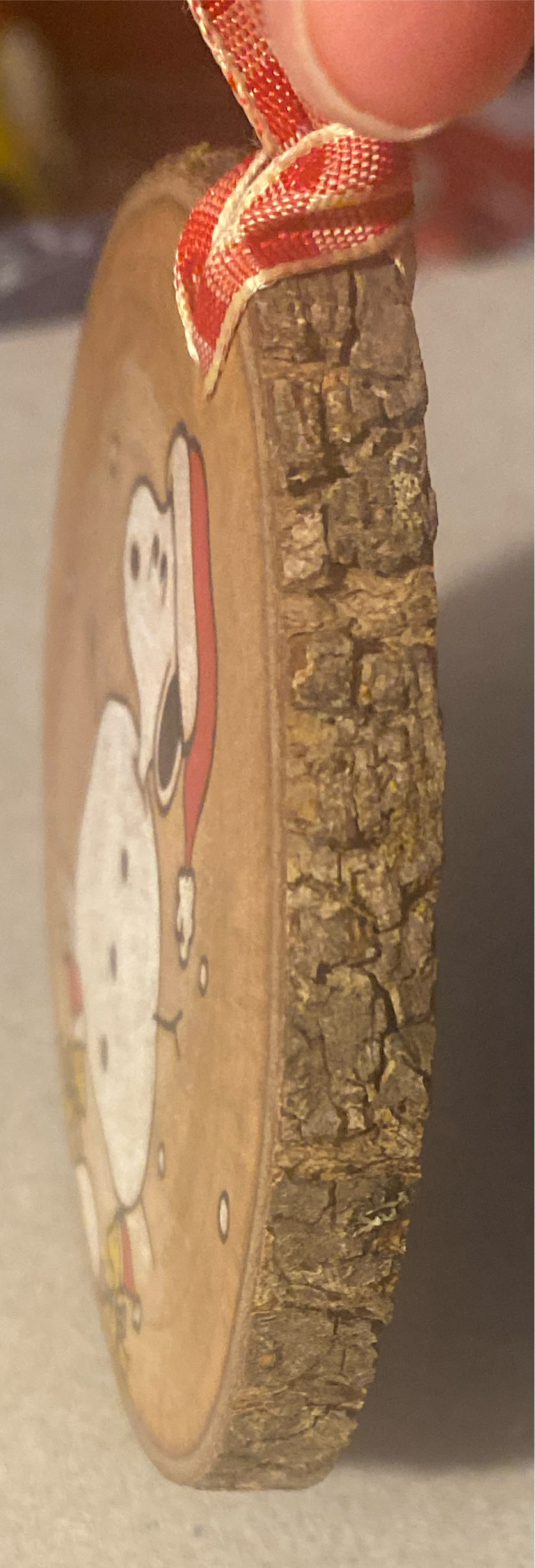 Handdrawn Snoopy As Snowman On Wood Slice Ornament - Snoopy And Woodstock (Peanuts) ornament collectible - Main Image 3